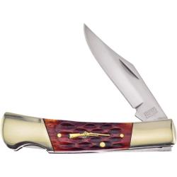 Couteau Frost Cutlery Sharps Barracuda Lame Acier Inox Manche Os Jigged Marron Lockback FSHP100BRJB