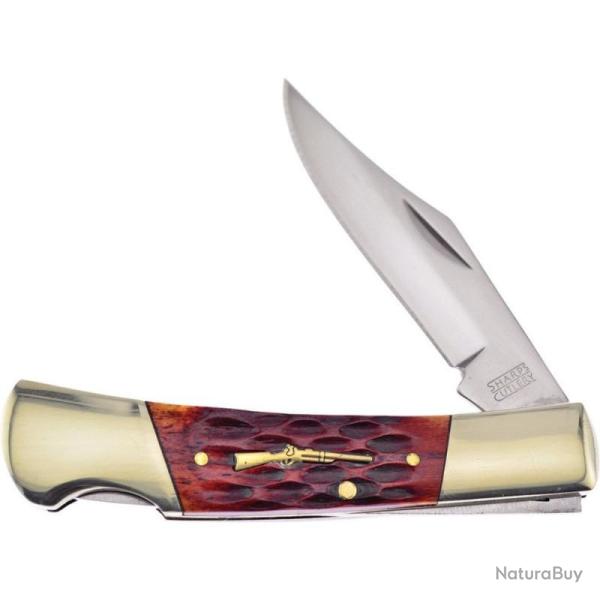 Couteau Frost Cutlery Sharps Barracuda Lame Acier Inox Manche Os Jigged Marron Lockback FSHP100BRJB