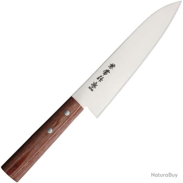 Couteau de Cuisine Kanetsune 555 Gyuto Lame Acier DSR1K6 Manche Pakkawood Marron Made In Japan KC362
