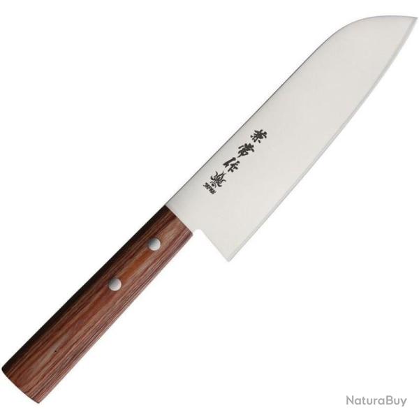 Couteau de Cuisine Kanetsune 555 Santoku Lame Acier DSR1K6 Manche Pakkawood Marron Made In KC360