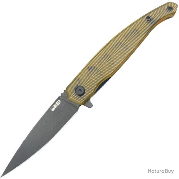 Couteau Pliant Kubey MOS Hydra Lame Acier 14C28N Manche Ultem Ambr� Liner Lock KUB361E