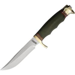 Couteau Fixe Marbles Finger Grooved Hunter Lame Acier D2 Manche Micarta Vert Housse Cuir MR724