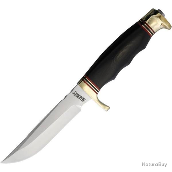 Couteau Fixe Marbles Finger Grooved Hunter Lame Acier D2 Manche Micarta Noir Housse Cuir MR725