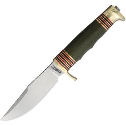 Couteau Fixe Marbles Finger Grooved Skinner Lame Acier D2 Manche Micarta Vert Housse Cuir MR726