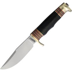 Couteau Fixe Marbles Finger Grooved Skinner Lame Acier D2 Manche Micarta Noir Housse Cuir MR727