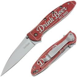 Couteau Pliant Kershaw Leek Lame Acier 14C28N Manche Aluminium Rouge Liner Lock A/O USA KS1660BEER