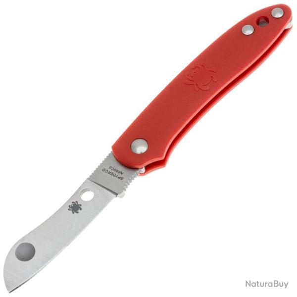 Couteau Pliant Spyderco Roadie Lame Acier N690Co Manche FRN Rouge Slip Joint Made In Italy SC189PRD