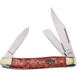 Couteau Pliant Frost Cutlery Wild Turkey Stockman Lame Acier Inox Manche R&eacute;sine Rouge Slip Joint