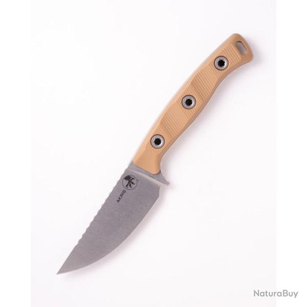 Couteau Fixe Microtech Akris Lame Acier M390MK Manche G10 Dark Earth �tui Cuir MCT9510DE3
