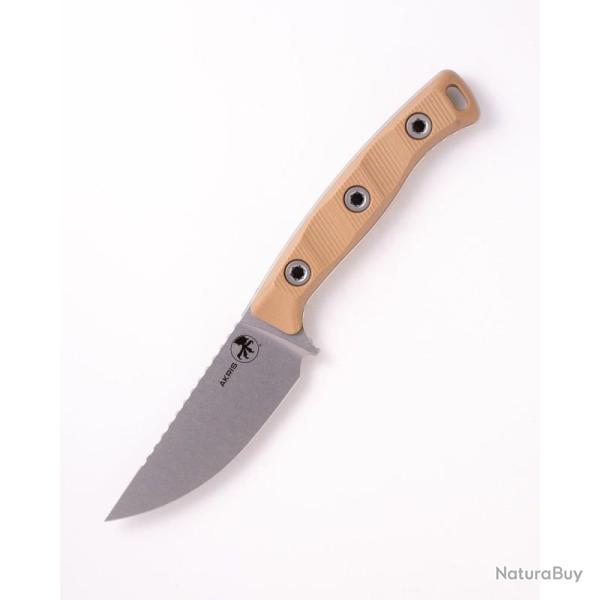 Couteau Fixe Microtech Akris Lame Acier M390MK Manche G10 Dark Earth �tui Cuir MCT9510DE2