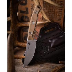 Couteau Fixe Microtech Akris Lame Acier M390MK Manche G10 Dark Earth &Eacute;tui Cuir MCT9510DE1