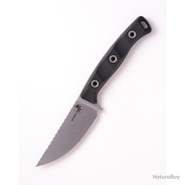 Couteau Fixe Microtech Akris Lame Acier M390MK Manche G10 Noir �tui Cuir Made In USA MCT9510BK3
