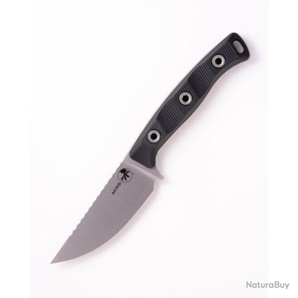 Couteau Fixe Microtech Akris Lame Acier M390MK Manche G10 Noir �tui Cuir Made In USA MCT9510BK2