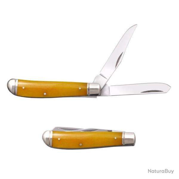 Couteau Cold Steel Mini Trapper Lame Acier 8Cr13MoV Manche Os Jaune Slip Joint Made In Taiwan