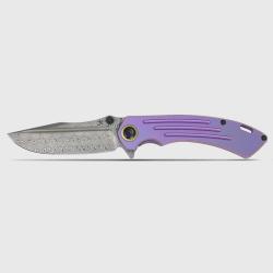 Couteau Kansept Knives Pretatout Lame Damas Manche Titane Violet Framelock K1032D5