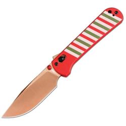 Couteau Pliant CJRB Bolt Lame Acier AR-RPM9 Manche G10 Rouge Ray&eacute; Blanc et Vert Recoil Lock J1960MRE