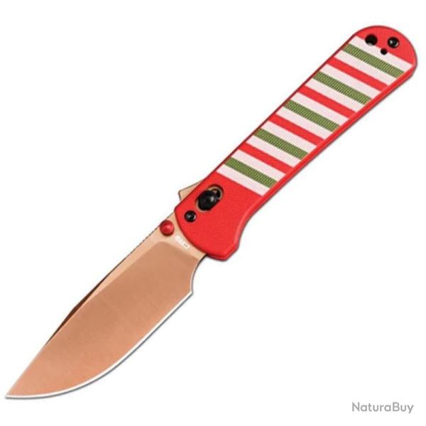 Couteau Pliant CJRB Bolt Lame Acier AR-RPM9 Manche G10 Rouge Ray� Blanc et Vert Recoil Lock J1960MRE