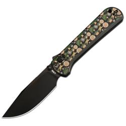 Couteau Pliant CJRB Bolt Lame Acier AR-RPM9 Manche G10 Noir Motif Boules de No&euml;l Recoil Lock