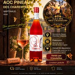 Exceptionnel lot de 6 Pineau des Charentes de la Distillerie Martinaud rouge 75cl
