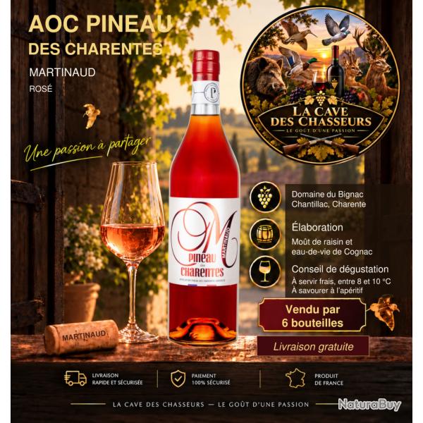 Exceptionnel lot de 6 Pineau des Charentes de la Distillerie Martinaud rouge 75cl