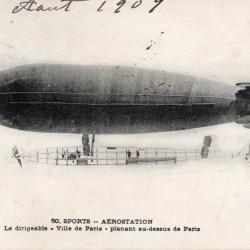 Carte postale ancienne 1907 - Dirigeable Ville de Paris -N&deg;8814