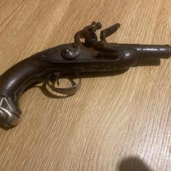 Pistolet de poche ou de voyage &agrave; silex, fin XVIIle / d&eacute;but XIXe si&egrave;cle - M&eacute;canique sous tension