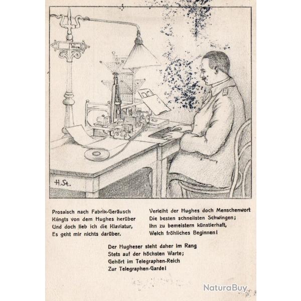 Carte postale illustr�e avec po�me sur le t�l�graphe Hughes -N�8819