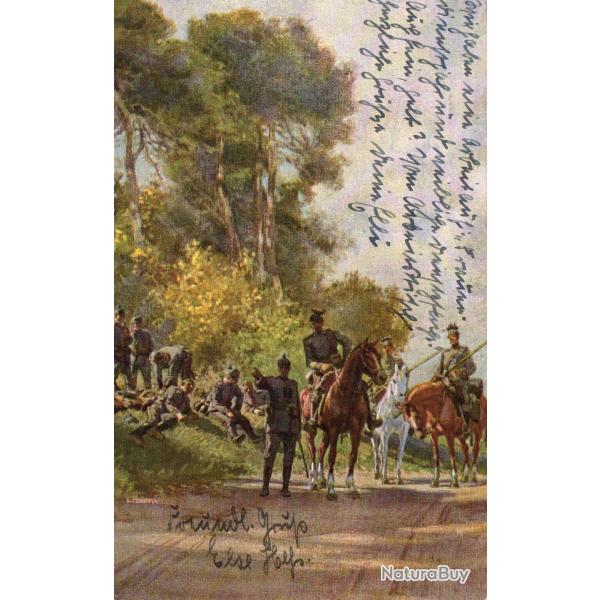 Carte postale illustr�e � Bei einer Feldwache im Westen � par Paul Hey -N�8824