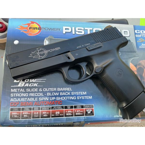 Pistolet 40 full m�tal culasse mobile HPAAirsoft