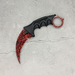 Couteau Karambit Crimson Web CS2 IRL - Lame aff&ucirc;t&eacute;e en acier inox - R&eacute;plique &agrave; l'&eacute;chelle 1:1