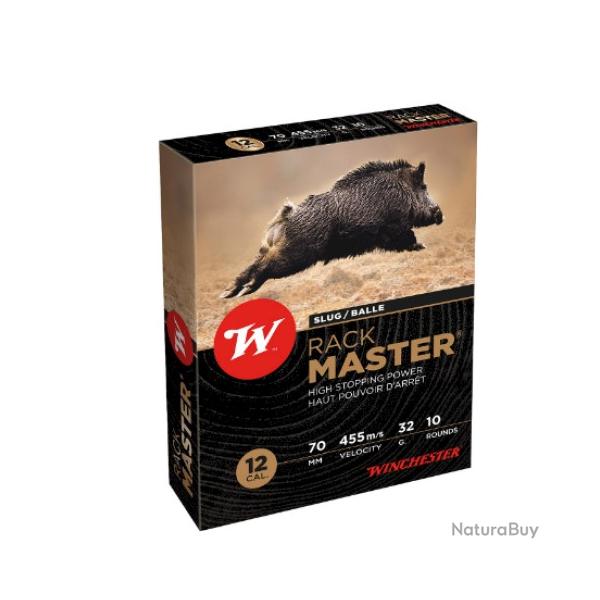 LOT DE 2 BOITES DE 10 CARTOUCHES BALLE WINCHESTER 12/70 RACKMASTER 32G