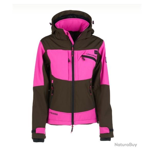 VESTE FEMME UNIVERS ZERMATT SOFTSHELL U-TEX COULEUR ROSE/ VERT 21042404