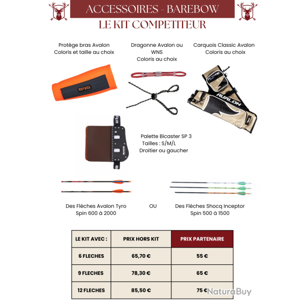 Kit Accessoires Barebow Comp�titeur - MFA - 9 fl�ches