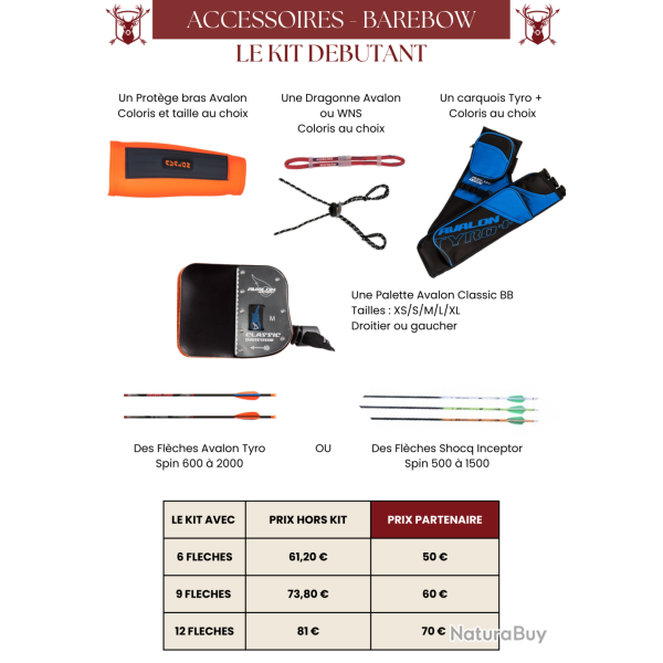 Kit Accessoires Barebow D�butant - MFA - 9 fl�ches