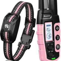 Collier Dressage Chien &Eacute;ducation &Eacute;cran LCD 3000m Vibration Bip Double Vibration &Eacute;tanche IIP67 Rose