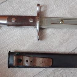 235159 RARE Baionnette Suisse Mdle 1889 modifi&eacute; en 1897 avec un rivet sur lame. Chrom&eacute;e