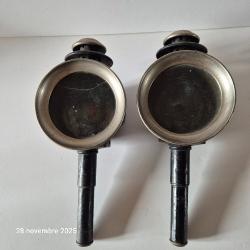Lot de 2 anciennes lanternes de cal&egrave;che , pour bougies