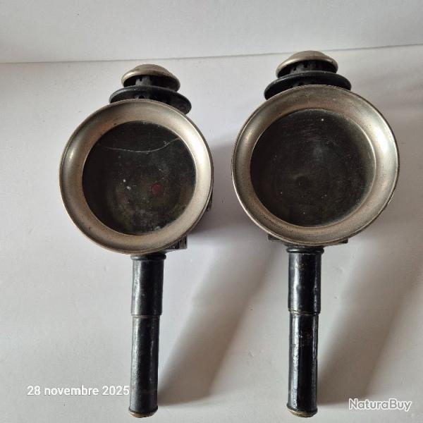 Lot de 2 anciennes lanternes de cal�che , pour bougies