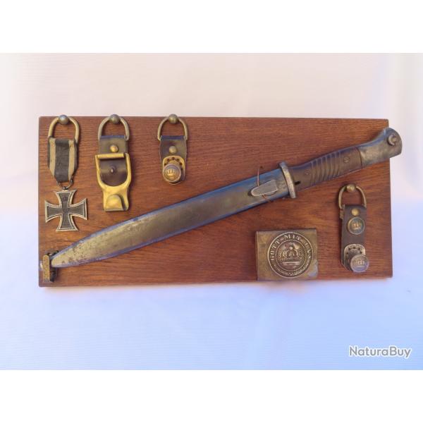 Planche militaria allemande WW1/WW2 Croix de fer 1914, boucle, ba�onnette 84/98