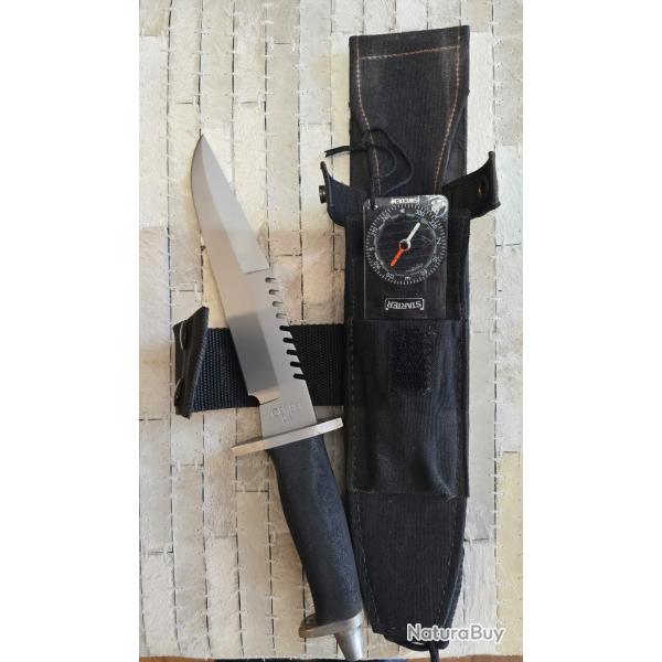Gerber USA couteau de chasse � lame fixe avec �tui noir argent�