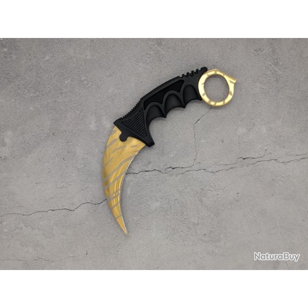 Couteau Karambit Tiger Tooth CS:GO/CS2 IRL - Lame aff�t�e en acier inox - R�plique � l'�chelle 1:1