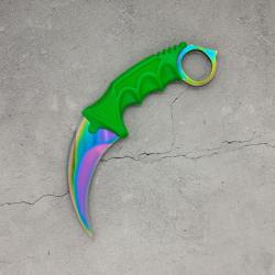 Couteau Karambit Green Fade CS:GO/CS2 IRL - Lame aff&ucirc;t&eacute;e en acier inox - R&eacute;plique &agrave; l'&eacute;chelle 1:1