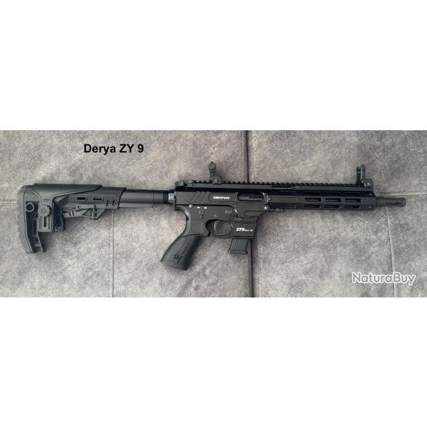 DERYA ZY9 NOIR CAL 9X19 CANON DE 25.4 CM 10" avec LEVIER ARMEMENT DUAL SYSTEME