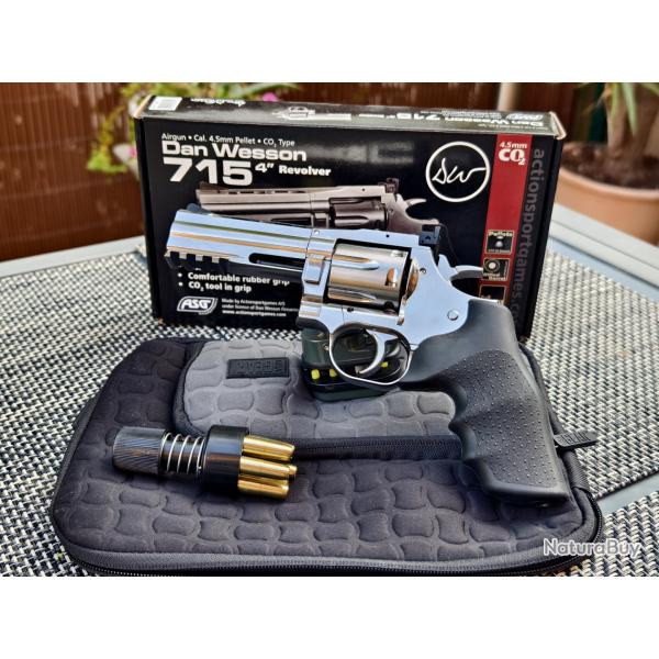 Revolver Dan Wesson 715 4" 4.5mm + verrou de pontet + housse et accessoires - excellent �tat