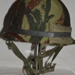 CASQUE Mle 1956 PARACHUTISTE-AVEC CAMOUFLAGE-TROUPE AEROPORTEE GUERRE D'ALGERIE