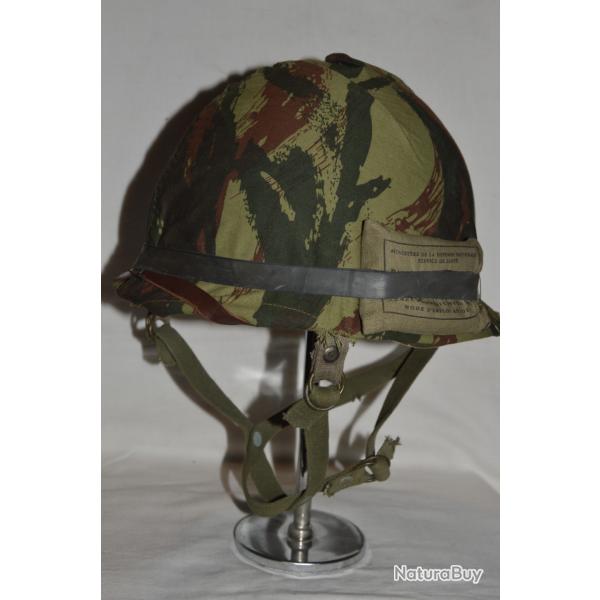 CASQUE Mle 1956 PARACHUTISTE-AVEC CAMOUFLAGE-TROUPE AEROPORTEE GUERRE D'ALGERIE
