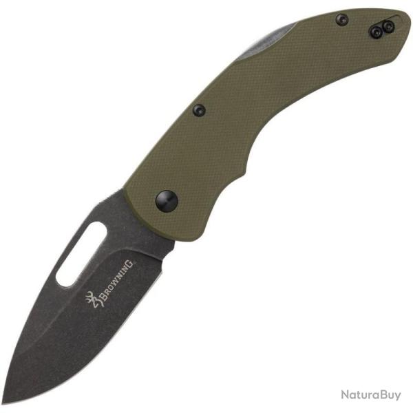 Couteau Pliant Browning Large Hidden Hollow Lame Acier D2 Manche G10 Vert OD Lockback BR0506B