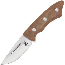 Couteau Browning Guide Series Small Lame Acier Sandvik 14C28N Manche Micarta Marron &Eacute;tui BR0498B