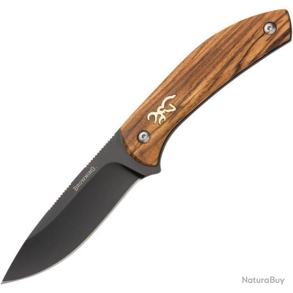 Couteau Fixe Browning Zebra Wood Lame Acier 7Cr17MoV Manche Bois de Z�brano �tui Nylon BR0491