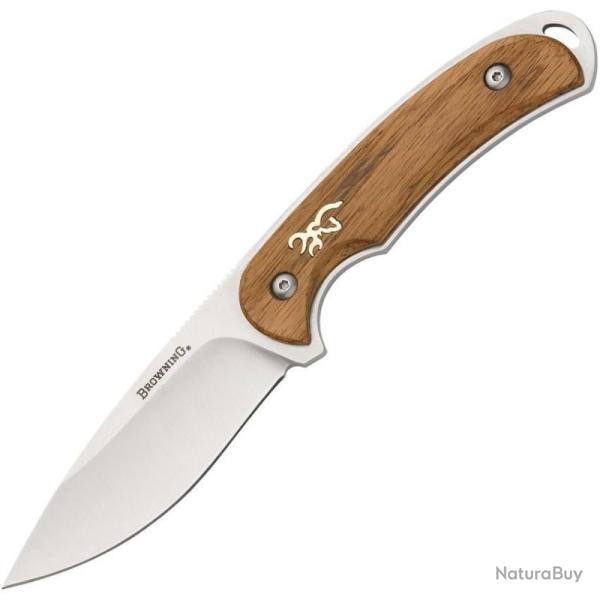 Couteau Fixe Browning Zebra Wood Lame Acier 7Cr17MoV Manche Bois de Z�brano �tui Nylon BR0490